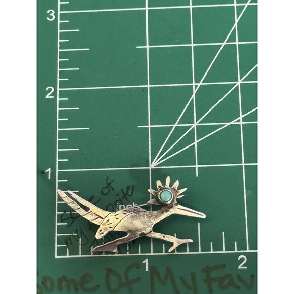 Navajo Roadrunner - Etsy Vintage Navajo Sterling Turquoise Roadrunner Pin Brooch Signed K.P. 2.3g